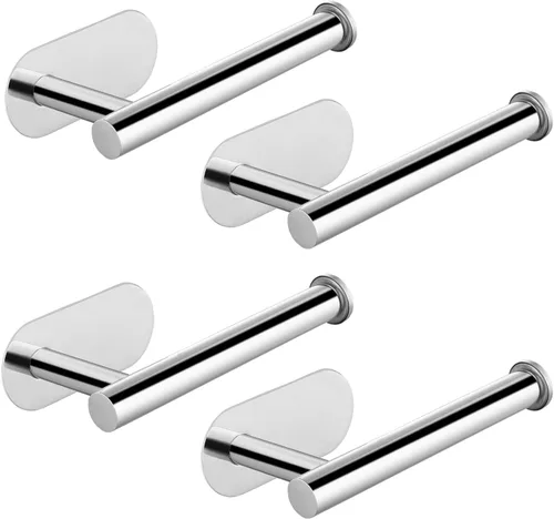 Miniatura 12 de Soporte para papel higiénico autoadhesivo, sin taladrar para baño, baño, baño, soporte de pared, acero inoxidable (dorado)