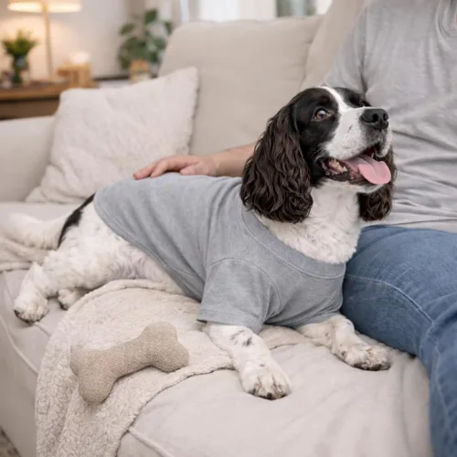 Miniatura 8 de Lovelonglong Ropa para mascotas, disfraces para perro, ropa de perro salchicha, camiseta en blanco para perros salchicha, Corgi 100% algodón, gris