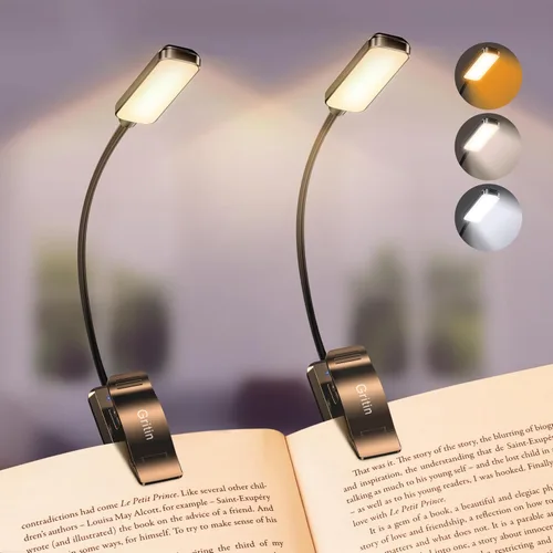 Miniatura 20 de Gritin Luz de Lectura Recargable de 9 LED para Leer en la Cama - Cuidado de los Ojos 3 Temperaturas de Color, Brillo de Atenuación Continua, 80