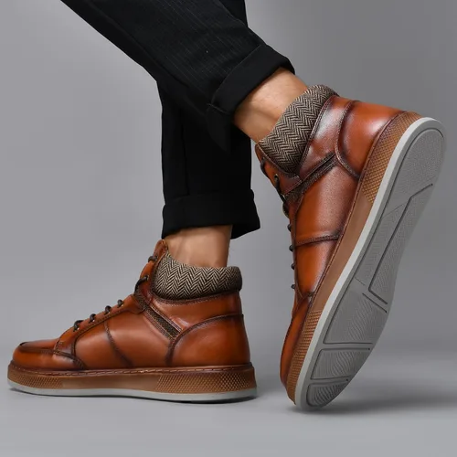 Miniatura 7 de Holy dove Men's Casual Oxford Sneaker Boots Mid-Top Lace-Up Fashion Ankle Chukka Boot Genuine Leather Upper Fashion Shoes for Men Comfortable and