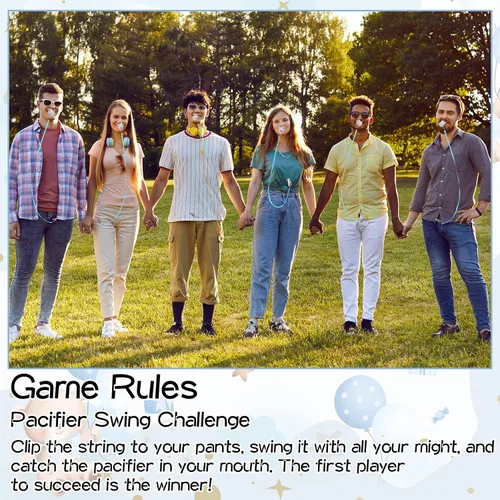 Miniatura 4 de Geelin Juego de 12 juegos de chupete con columpio para baby shower, juegos divertidos de revelación de género, incluye 1 letrero de madera y 12