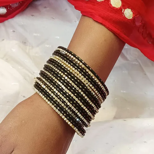 Miniatura 4 de Efulgenz Indian Bangle Set Rhinestone CZ Plain Metal Bracelet Bangle Jewelry for Women