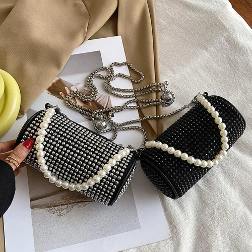 Miniatura 7 de JBB Rhinestone Clutch Purses For Women Glitter Purse Bling Evening Handbags Chain Strap Mini Party Bag Small