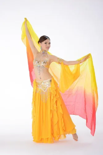 Miniatura 4 de Velos de danza del vientre de seda 100% y bufanda color degradado 98.4 * 43.3 pulgadas