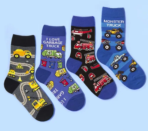 Miniatura 6 de PanPacSight Paquete de 4 calcetines novedosos para niños y niñas, divertidos dibujos animados, lindos animales, alimentos, aguacate, piña, bola