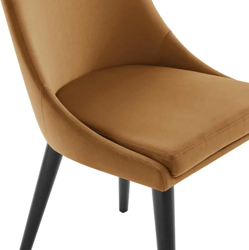 Miniatura 8 de Modway Viscount - Silla de comedor moderna de terciopelo de 19 pulgadas en negro/marrón coñac