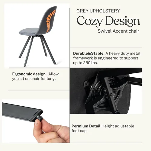 Miniatura 6 de Homy Casa Juego de 4 sillas giratorias de comedor, sillas laterales giratorias de 360°, sillas de estilo moderno de mediados de siglo, sillas