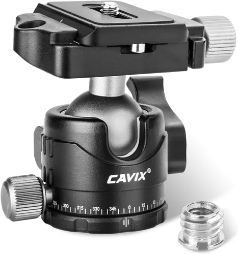 Miniatura 10 de CAVIX MT-03 Cabezal de trípode panorámico para cámara, cabeza de bola pequeña con placa de liberación rápida Arca Swiss Capacidad de carga de nivel