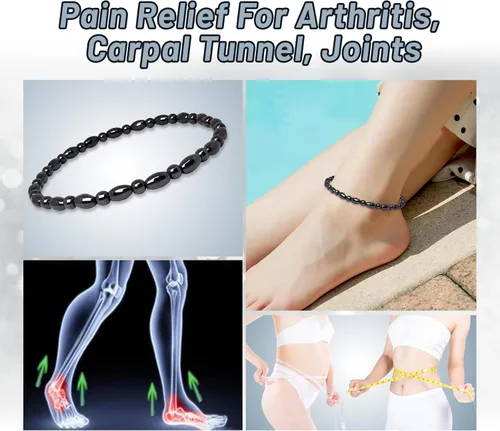 Miniatura 3 de Hion Paquete de 2 tobilleras de terapia de hematita para mujereshombres