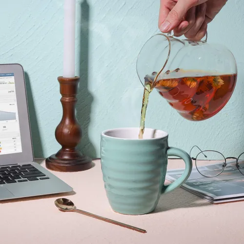 Miniatura 2 de ComSaf Juego de 6 tazas de café de cerámica, taza de café grande de 15 onzas, taza de té para oficina y hogar, taza de porcelana con asa