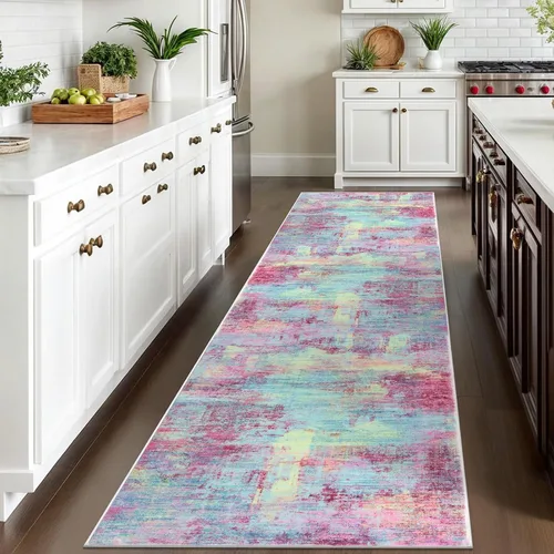 Miniatura 866 de IOHOUZE Alfombra abstracta lavable de 3 x 12 pies para pasillos, antideslizante para cocina, camino de entrada de lana sintética para interiores