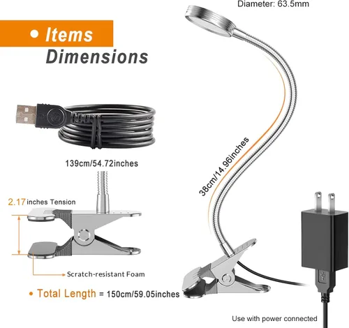 Miniatura 6 de LEPOWER Luz con clip, luz de lectura, luces de libro, lámpara de escritorio cambiable de color, luces nocturnas con clip para escritorio, cabecera