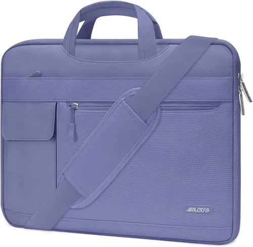 Miniatura 11 de MOSISO Bolsa de hombro para laptop compatible con MacBook Air/Pro, portátil de 13-13.3 pulgadas, funda de poliéster con solapa para maletín, azul