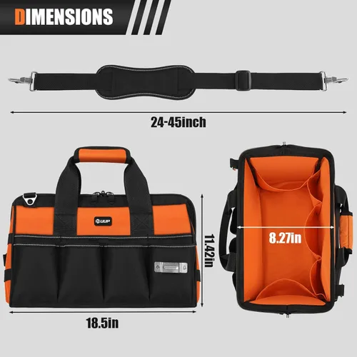 Miniatura 2 de UUP Bolsa de herramientas resistente de 15 pulgadas, organizador de caja de herramientas vacía portátil de 16 bolsillos, organización de caja
