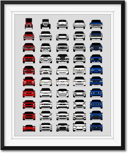 Custom Car Posters Handmade Poster compatible with Ford Evolution Print Wall Art Décor of the Best of Ford Generations - American, 8x10 Satin Print