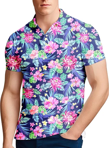 Miniatura 140 de Camisa de golf de los años 80 para hombre, ajuste seco, manga corta, estampada, divertidas, camisas de golf de los años 90 para hombre