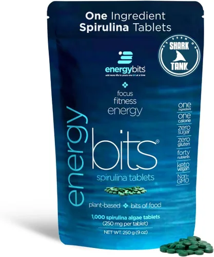 Miniatura 9 de ENERGYBITS - Tabletas orgánicas de espirulina - Superalimento de algas a base de plantas - para concentración, fitness, energía - Proteína vegetal