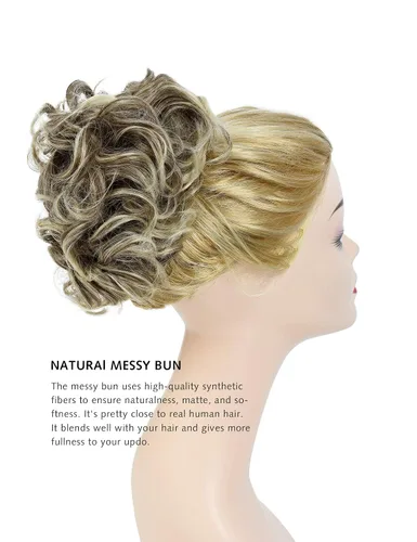 Miniatura 2 de Yamel - Extensiones de cabello de recogido de moño desordenado, con peines, para mujer