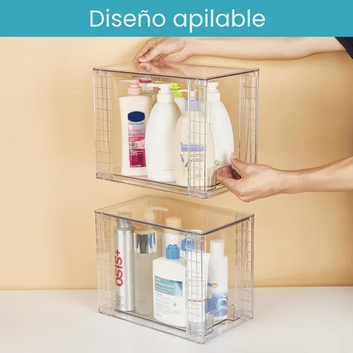 Miniatura 7 de Vtopmart - Paquete de 4 contenedores de almacenamiento apilables y transparentes de 9.7" de alto, organizadores de plástico ideales para productos