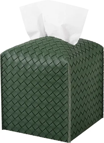 Miniatura 17 de Funda para caja de pañuelos de piel sintética, estuche cuadrado para pañuelos faciales, dispensador de papel facial para baño, encimera de tocador