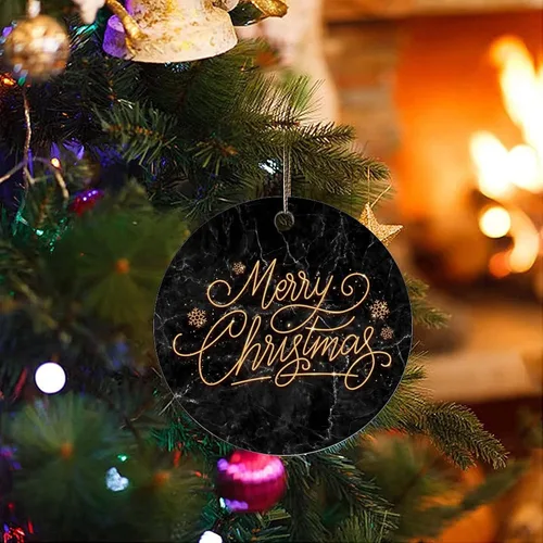 Miniatura 3 de Adornos de recuerdo de Navidad, adornos de cerámica de mármol de Navidad, adornos de textura, acuarela, árbol de Navidad, adornos colgantes