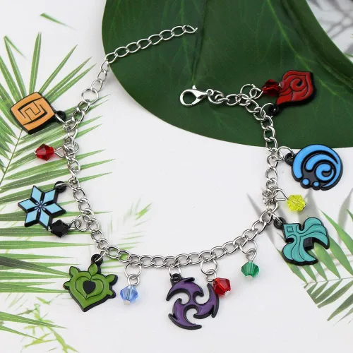 Miniatura 4 de KANGSHUN Genshin Impact Charm Pulsera de juego de joyería de dibujos animados, regalos de metal para fanáticos, mujeres, niñas y hombres, Sin gemas.