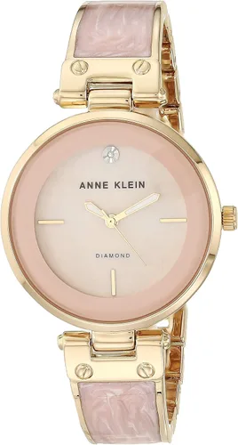 Anne Klein - Reloj de brazalete con esfera de diamante auténtico para mujer Rosa claro / Dorado
