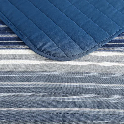 Miniatura 2 de Nautica - Juego de ropa de cama Queen, ropa de cama de algodón suave y transpirable con sensación de peso medio, juego de cama reversible de 3 Azul
