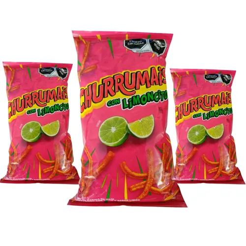 Churrumais Con Limoncito (paquete de 3) 6.52 oz - Papas fritas Grandes Mexicanas - Botanas Mexicanas Bolsa Grande