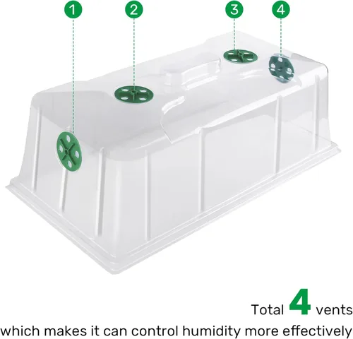 Miniatura 4 de MIXC Paquete de 10 cúpula de humedad de 7 pulgadas de alto extra fuerte, cubierta de bandejas de cultivo 1020, tapa de clonación de semillas de Verde