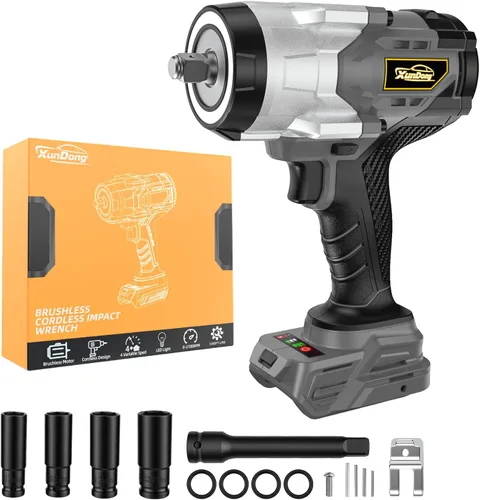 Miniatura 13 de Llave de impacto inalámbrica de 1/2 pulgada compatible con batería Dewalt de 20 V, 1600 pies-libras (2200 N.m), pistola de impacto de alto par