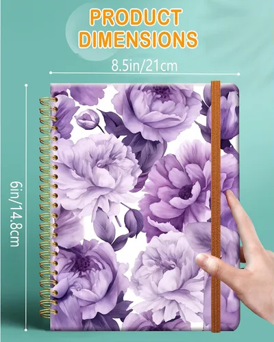 Miniatura 4 de Cuaderno de escritura en espiral a rayas, diario universitario forrado de tapa dura A5 para mujeres y niñas, encuadernación fuerte de doble alambre