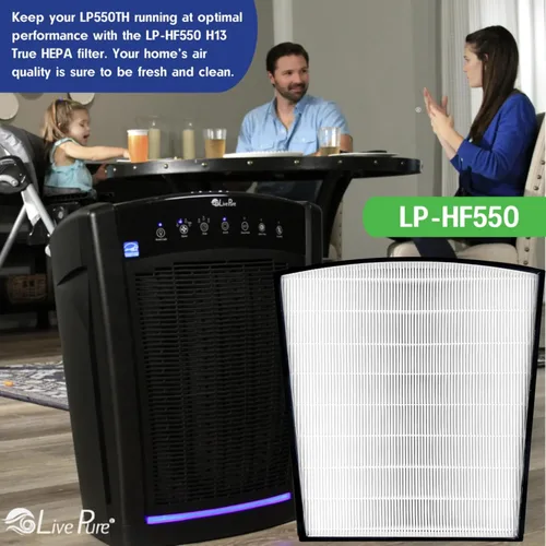 Miniatura 5 de LivePure True HEPA - Filtro de repuesto LP-HF550 para purificadores de aire de la serie Bali LP550TH, LP550THP, LP560, color blanco