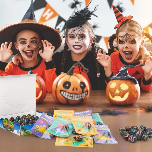 Miniatura 7 de ANPHILE Recuerdos de fiesta de Halloween, paquete de 30 huevos de dinosaurio para incubar de Halloween, rellenos de bolsas de regalos de Halloween a