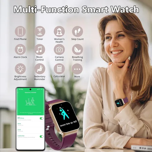 Miniatura 6 de STECEi Reloj inteligente para hombres y mujeres, llamada Bluetooth, pantalla HD de 1.85 pulgadas, con monitor de frecuencia cardíaca/sueño, más