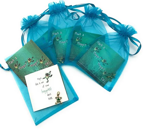 Smiling Wisdom - 5 juegos de regalo a granel - Tarjetas de felicitación, bolsas y regalos de abalorios de rana - 15 piezas - Mujeres adolescentes -