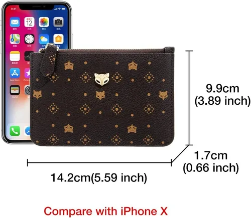Miniatura 3 de FOXLOVER Cartera pequeña de cuero de PVC para mujer, con bloqueo RFID, bolsillo compacto con cremallera, cartera delgada con ventana