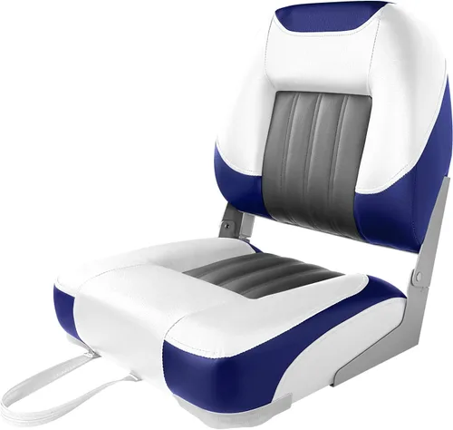 Miniatura 11 de XGEAR Asiento de barco de lujo con respaldo bajo/alto, asiento plegable para barco de pesca C-Bajo Espalda-Blanco/Carbón