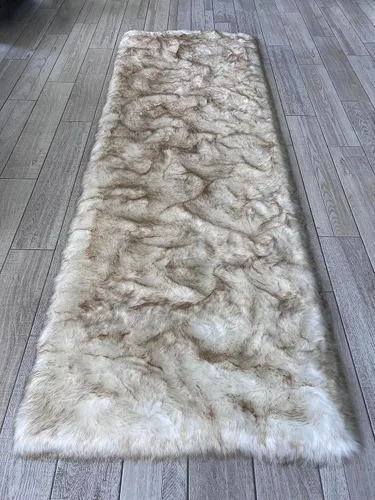Miniatura 32 de LAMBZY Elegante y sofisticada alfombra rectangular de piel de oveja (beige, 2 x 3 pies)