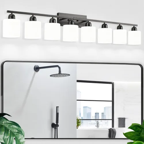 Miniatura 35 de Luz de baño de níquel cepillado, Luz de tocador de baño de 2 luces de níquel cepillado, Lámpara de tocador con pantallas de vidrio esmerilado blanco