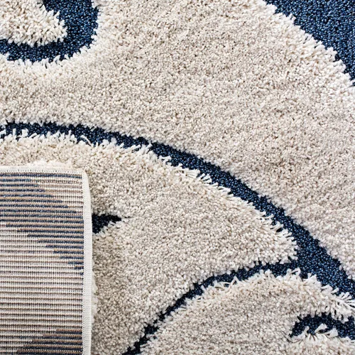 Miniatura 9 de SAFAVIEH Alfombra de área de 8x10 - Colección Florida Shag - Grande - Crema y azul, diseño de volutas, no desprende pelusa y fácil de limpiar, pelo