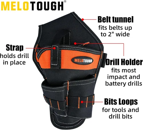 Miniatura 2 de MELOTOUGH Funda de taladro inalámbrica para cinturón izquierdo/derecho para cinturón de herramientas, bolsa de taladro, funda de destornillador