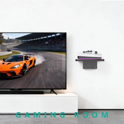 Miniatura 7 de WALI Estante flotante para TV y proyector, hasta 22 libras, soporte flotante negro para TV, soporte para DVD, soporte para proyector, soporte