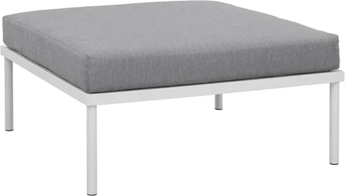 Miniatura 16 de Modway Harmony - Otomana de aluminio para patio al aire libre con cojín en blanco y blanco