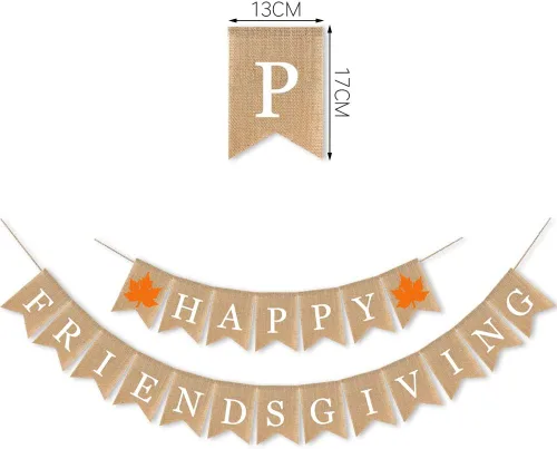 Miniatura 3 de Cartel de arpillera con texto en inglés «Happy Friendsgiving» para otoño, suministros