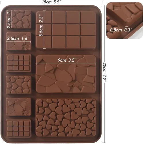 Miniatura 3 de Moldes de silicona para chocolate Break Apart, moldes de barra de chocolate, moldes caseros de proteínas y barras energéticas, 5 paquetes