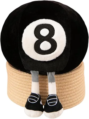 Almohada de peluche de billar de 13 pulgadas, suave, cojín redondo negro de 8 bolas, cojín de felpa suave para decoración del hogar y mesa de