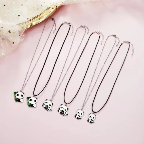 Miniatura 7 de Winssigma Collar de panda para niñas, bonito llavero de panda, pulsera de panda, regalo para adolescentes, Metal, No es una piedra preciosa