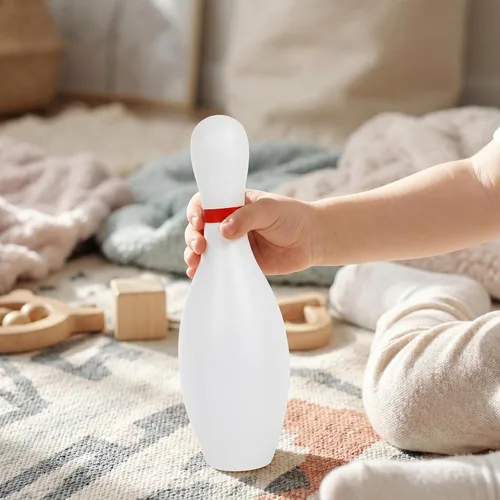 Miniatura 4 de Kisangel Juego de bolos para niños, 10 bolos de plástico y 2 bolas, juego de juegos para interiores y exteriores, juguetes para deportes familiares
