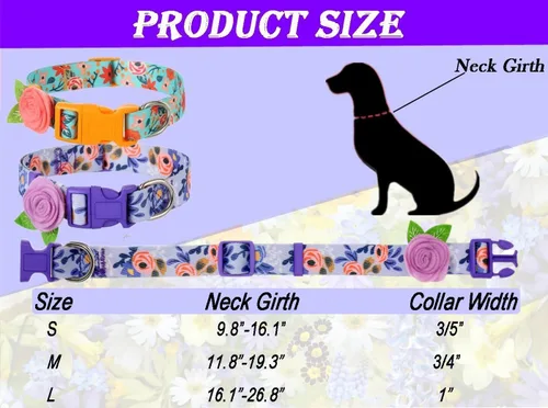 Miniatura 7 de Paquete de 2 collares de primavera para perros pequeños, collar de perro floral de liberación rápida con lazo de flores